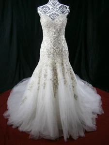 Allure Bridal C365 Wedding Dress Ball Gown 10 Ivory Crystals Beaded Strapless - Picture 1 of 18