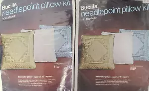 Lote De Colección De 2 Kit De Almohadas Bargello Punta Aguja Cuadrada 15" Bucilla Classique #4548 - Imagen 1 de 10