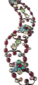 OOP Bracciale Fiore Smaltato Michal Negrin Swarovski Cristallo Strass Rosso - Foto 1 di 5