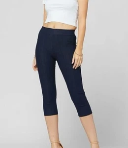 Women's High Waisted Jeggings - Conceited indigo blue size 12-18 Capri length - Picture 1 of 7