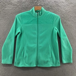 Tablots Fleece Fullz Zip Jacket Womens Large Green Long Sleeve Mock Neck Pockets - Picture 1 of 24