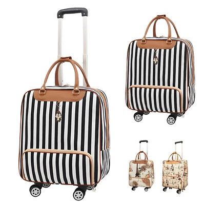 Wheeled Travel Trolley Bag Foldable Rolling Duffle Bag Soft Suitcase Luggage - Image 1 of 4