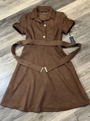 Nuevo con etiquetas Vestido Camisa Tommy Hilfiger Gamuza Manga Corta Cuello - Talla 6 Foto 1 de 4