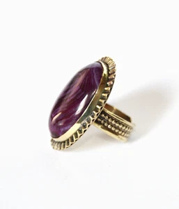 Sugilite Gemstone & Brass Ova Mood women Ring - Enchanted - Picture 1 of 3