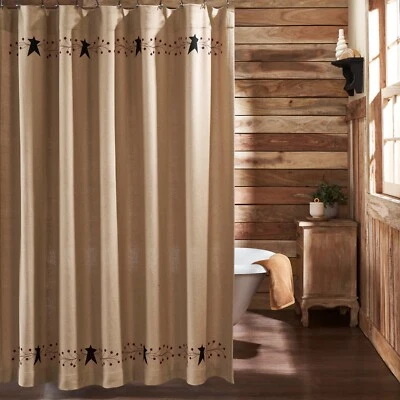 Pip Vinestar Shower Curtain Burlap Natural 72x72 Country Farmhouse Star VHC - Image 1 of 4