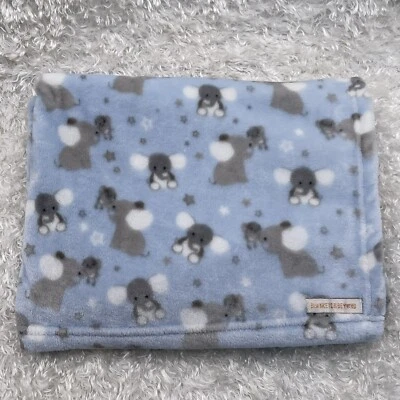 Blankets Beyond Blue Baby Blanket Gray Elephants Soft Plush 25x31" - Image 1 of 4
