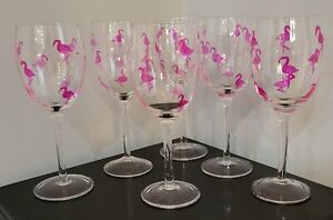 Flamingo Etched Design Wine Glasses (Set of 6)