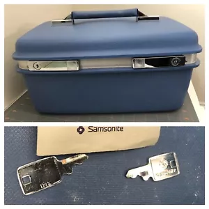 Vintage Samsonite Montebello blu guscio rigido vanity bag custodia cosmetica + 2 chiavi - Foto 1 di 12