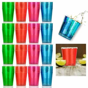 80 Neon Multicolor Shot Glasses Hard Plastic Glow Party Mini Cups 0.68 Oz 20ml - Picture 1 of 1