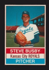 1976 HOSTESS #71  Steve Busby  KANSAS CITY ROYALS  ( Full Lines )  EX-MINT  A