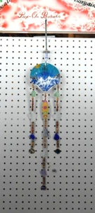 Hand Painted Wind Chime w/Large Shell, Beach Glass, Crystals & Sea Shells - Picture 1 of 4