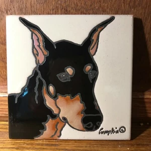 Doberman - azulejo pintado a mano por azulejo de calabaza - 6 x 6" - D166KT - Imagen 1 de 1