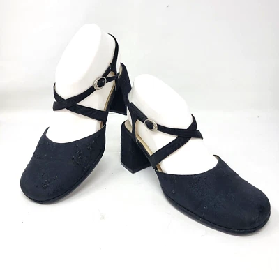 90s Y2K Unlisted Kenneth Cole Women's 7 Chunky Heel Square Toe Strappy Floral - Image 1 of 4