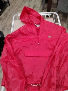 Giacca antipioggia vintage IZOD Lacoste uomo rosso intenso mezza zip con cappuccio M - Foto 1 di 7