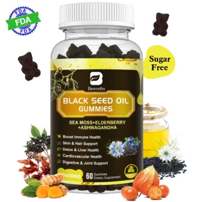 NEW Black Seed Oil Gummies with Sea Moss Boost Immune Digestion Health - Image 1 of 4