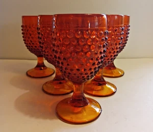 Set Of 6 Vintage L. E. Smith Amberina Hobnail Stemmed Goblets 6" Tall - Picture 1 of 10