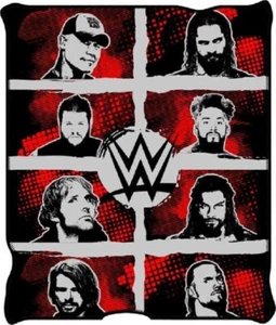 New WWE Grid Fleece Throw Gift Blanket Roman Reigns Cena Owens Ambrose Wrestlers - Picture 1 of 2
