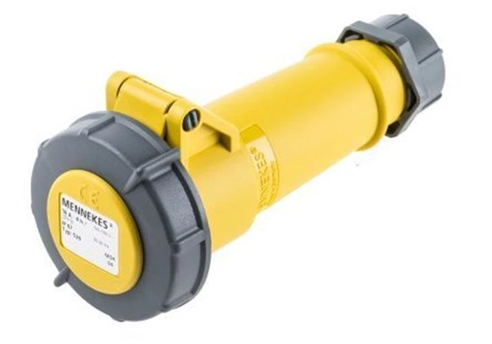 1 x Mennekes IP67 Yellow Cable Mount 3P Industrial Power Socket, Rated At 16A, 1 - Image 1 of 1