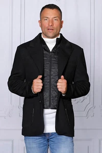NWT SIZE M, TEXTURED BLACK MENS BLAZER,TAILOR FIT, 2 SIDE VENT, REMOVABLE VEST - Picture 1 of 1