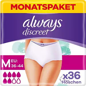 Always Discreet Inkontinenz Pants Schutz Größe M Plus Monatspaket 36 Höschen - Bild 1 von 12
