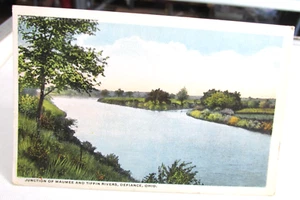 1915-30 DEFIANCE OHIO Postcard Junction Of Maumee & Tiffin rivers H. Hamm Pub - Picture 1 of 2