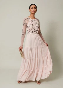 Phase Eight Collection 8 Florence Beaded Maxi Dress Pink Rose Embellished UK 20 - Picture 1 of 6