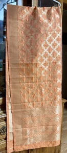peach orange golden India BANARSI Art Silk Dupatta Wrap Scarf Stole Chunri shawl - Picture 1 of 12