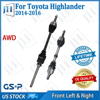 OE Front Pair Left Right CV Axle Shaft Set For 2014-16 Toyota Highlander AWD GAS - Image 1 of 4
