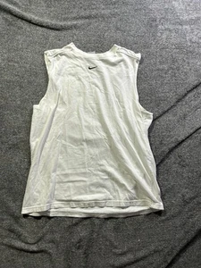 Nike Shirt Mens Medium White Sleeveless Muscle Tank Top Swoosh Logo Athletic - Picture 1 of 5