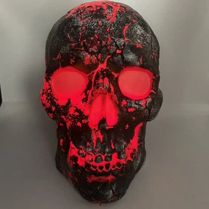 Halloween LED Light Up Skull Cracked Decayed Skull Blow Mold Red LED 12" - Picture 1 of 8
