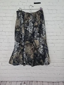 VTG Midi Moody Dark Floral Skirt Sz XL FairyGrunge Whimsigoth Witchy Goblincore - Picture 1 of 6