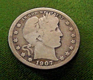 1907-S Barber Silver Quarter---Circulated - Picture 1 of 2