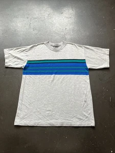 Vintage 90s Y2K Rush Brand Skater Skateboarding Striped Acrylic Shirt Gray L USA - Picture 1 of 9