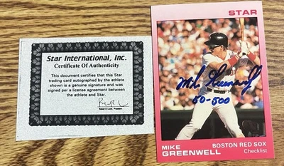 Mike Greenwell 1988 Star Autographed Card /500 COA - Image 1 of 3