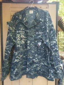 Original US Navy Working Uniform BDU Digital Blue Camo Cargo Shirt XL LONG - Bild 1 von 7
