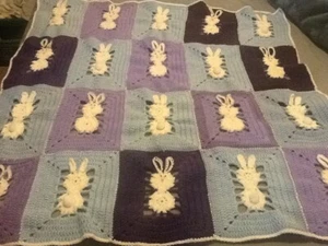 Handmade Baby Bunny Blanket 37"x37" - Picture 1 of 3