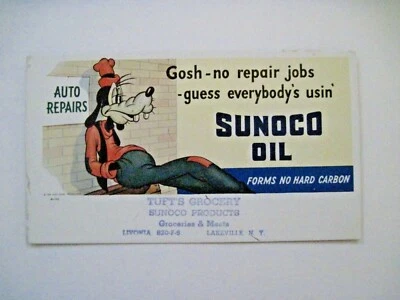 1939 Advertising Blotter "Sunoco" w/ "Goofy"  Walt Disney Productions * - Image 1 of 4