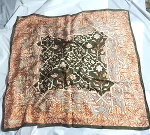 Vintage Adrianna Papell Silk Scarf Arts & Crafts Deco Print 35" Square - Picture 1 of 3