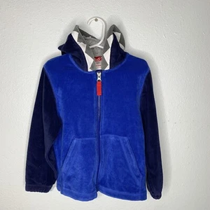 Mini Boden Shark Terry Hoodie Sweatshirt Boy's Size 100cm 4 Terrycloth Zip Up - Picture 1 of 6