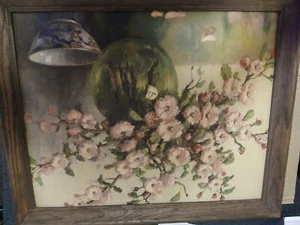 16"x20" Oil Painted All Over Floral Framed Wall Art - Threshold designed with - Picture 1 of 2