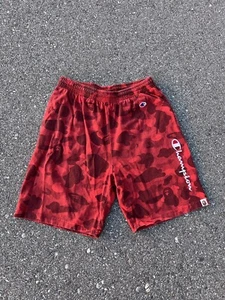A Bathing Ape x Champion Red Camo Shorts Medium 2017 - Picture 1 of 13