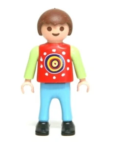 Playmobil Figure Dollhouse School Boy Child w/ Circle Print Shirt 3200 4468 4624 - Picture 1 of 1