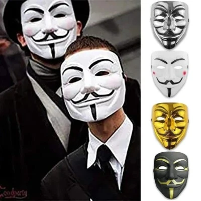 Halloween Cosplay Máscaras V de Vendetta, Máscara de Película Anónima para Adultos, Niños Foto 1 de 4