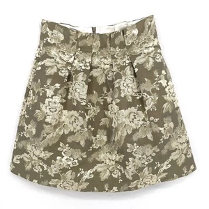 Alice + Olivia Gold Metallic Floral High Waist Mini Skirt Size 6 - Picture 1 of 9