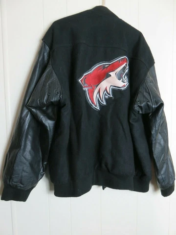 NHL Arizona Coyotes Genuine Jeff Hamilton Wool/Leather Embroidered Jacket Men2XL Cover