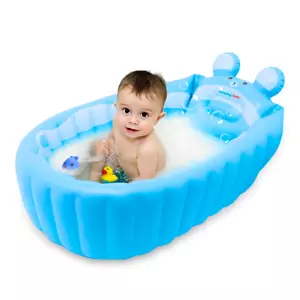 Inflatable Baby Bathtub Seat for Infant Newborn | Foldable Non-Slip Travel Tub - Picture 1 of 9