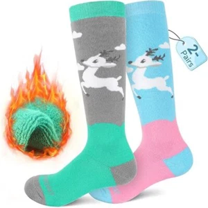 Findway Kids Ski Socks, Kids Thermal Socks 85% Cotton Boys Girls Snow Socks Soft - Picture 1 of 8