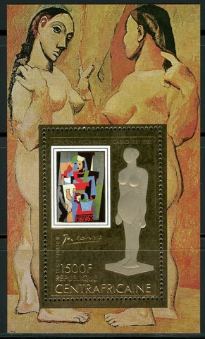 Center African 1981 Picasso Gold Foil Michel Blocks 133 A Perf Value 12 Euros Cover