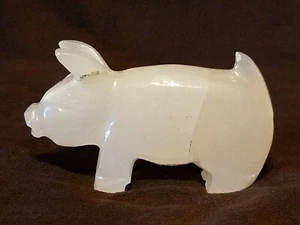 Estatuilla tallada piedra alabastro mármol roca - cerdo animal de granja - Imagen 1 de 4
