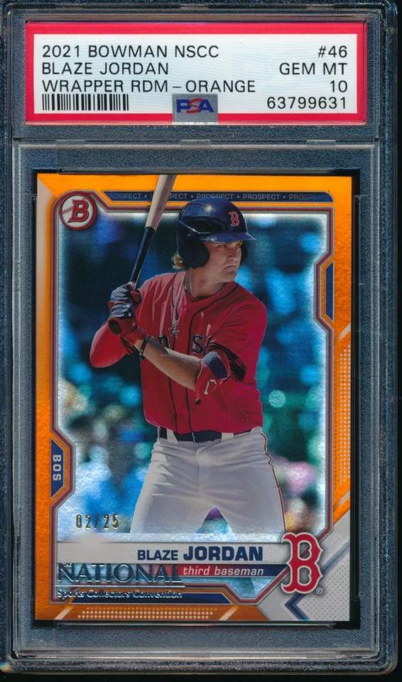 PSA 10 BLAZE JORDAN 2021 Bowman The National ORANGE FOIL #/25 Rookie RC GEM MINT - Image 1 of 2